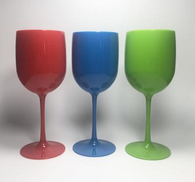 China New Viable Plastic Acrylic Shatterproof Wine Champagne Glass Colored Glass Tritan Glass Stemware for sale