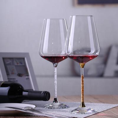 China Viable Stemware Crystal Wine Glass Transparent Gold Silver Color Handle Cup Goblet For House Decoration for sale