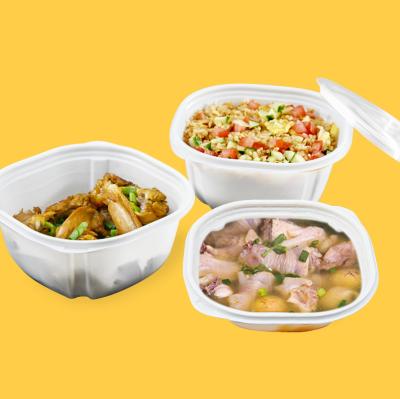 China 250ml 500ml 600ml Microwavable Black Transparent Square Fast Food Delivery Container Microwave Disposable Plastic Lunch Box With Lids for sale