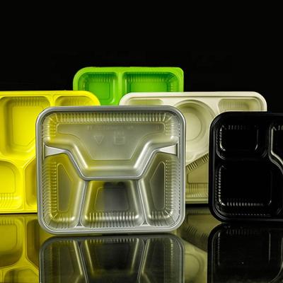 China 4/5 Compartment Bento PP Square Base Plastic Fast Food Container Disposable Lunch Boxes Microwavable for sale