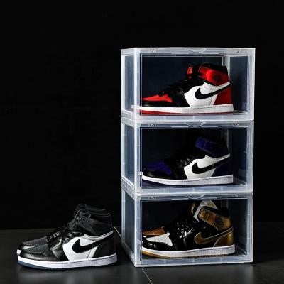 China Large Capacity Sustainable Foldable Plastic Rectangle Designed Clear Custom Acrylic Shoe Storage Box for sale