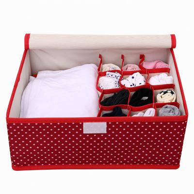 China Exquisite chest of drawers firm viable thickened Two-in-one underwear socks clothing cloth covered storage box for sale