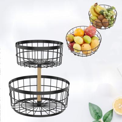 China 3 Sizes Sustainable Fruit Storage Basket Three Tier Vegetable Storage Basket Metal Iron Wire Mesh Stackable Storage Basket for sale