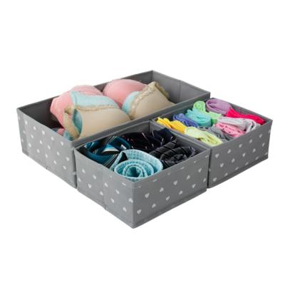 China Folding Rectangle 3 Drawer Viable Divider Polyester Underwear Sock Clothes Stackable Storage Box for sale