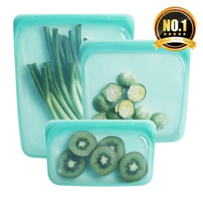 China Reusable 500ML Food Grade Eco Friendly Silicone Zipper Food Storage Leakproof Bag Set For Home Kitchen for sale