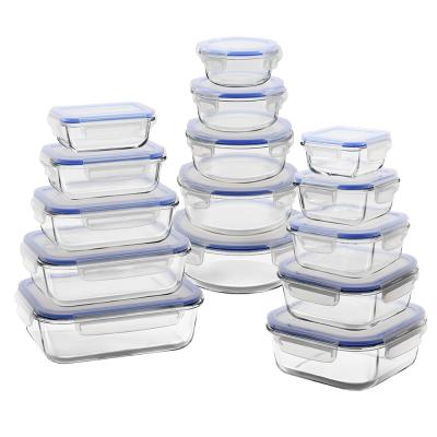 China Viable Lock Lid Tempered Glass Kitchenware Food Container Microwave Oven Bowl Set Mini Storage Box For Storage for sale