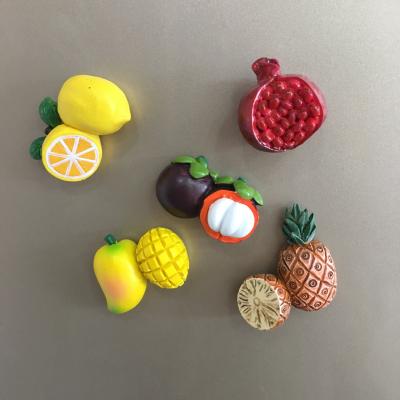 China Shape Cute Lemon Mangosteen Mango Pineapple Resin Fridge Magnet Fruit 3D Creativity Three-Dimensional Fridge Magnets for sale