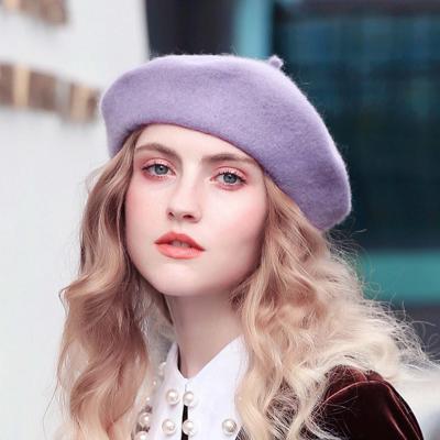 China Wholesale Picture Style French Light Weight Solid Color Women Woolen Casual Classic Beret for sale