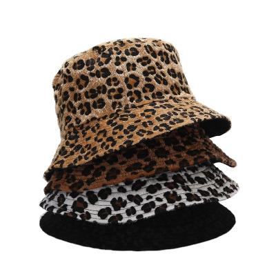 China New Fashion Picture Bucket Hat Wholesale Winter Reversible Women Leopard Fur Bucket Hat for sale