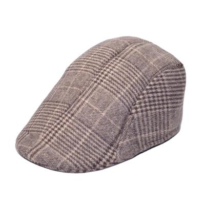 China Verified Wholesale Cheap Fall Winter Men's Ivy Hat Women Classic Plaid Newsboy Hat for sale