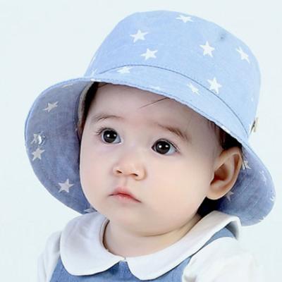 China Wholesale Stars Picture Cotton Panama With String Baby Summer Bucket Windproof Hat for sale