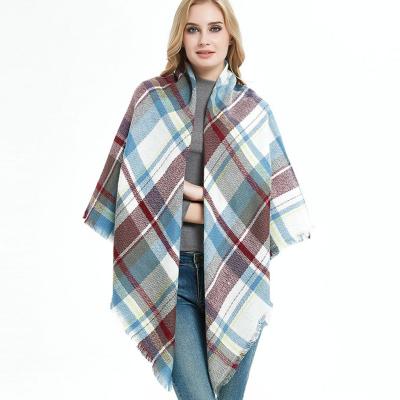 China Warm Soft Chunky Large Blanket Wrap Shawl Tassel Scarf Winter Autumn Women Classic Plaid Scarf Square Scarf Factory Supply for sale