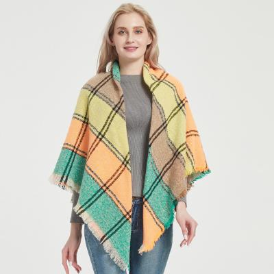 China OEM Women Square Winter Shawl Scarf Wholesale Bright Colors Fashion Plaid Blanket Scarves 2021 for sale