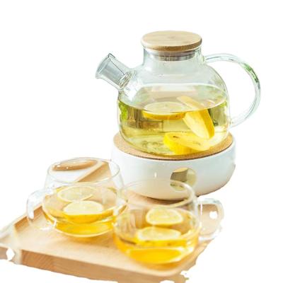 China Stocked Glass Tea Set , Heat Resistant Glass Teapot 4 Glass Cups for sale