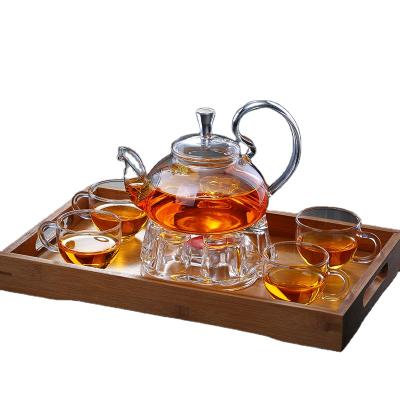 China Stored Heat Resistant Glass Teapot Hot Selling New Design + 4 Glass Cups for sale