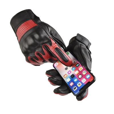 China Full Finger Mens Mittens Motorcycle Leather Cycling Wear Resistant Racing Windproof Mittens for sale