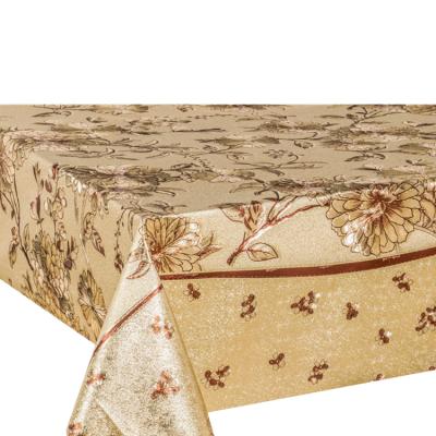 China Waterproof Gold / Silver Embossed PVC Tablecloth With Plastic Cloth Backing Tablecloth Rolls for sale