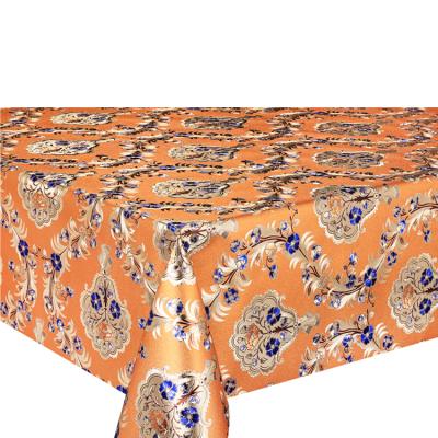 China XHM Factory Waterproof Fabric Printed Custom Tablecloth Polyester PVC Table Cloth for sale