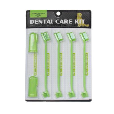 China Dental Care Dog Toothbrush 6PCS Pet Stocked Toothbrush Set Finger Silicone Toothbrush for sale