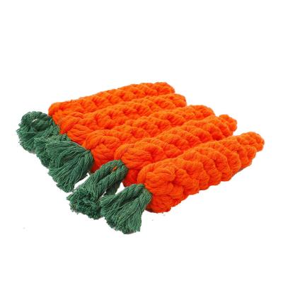 China Stocked Carrot Pet Toy Heavy Duty Cotton Rope Bite Dog Toy for sale