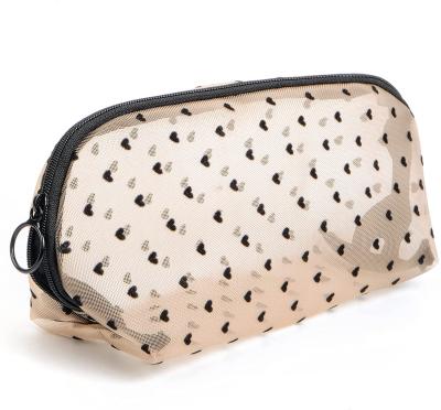 China Cute Small Eco-friendly Makeup Bag Make Up Cosmetic Bags Pouch Portable Mesh Toiletries Bag With Zipper For Women And Girls for sale