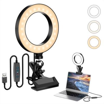 China PORTABLE Conference Ringlight Volgging Kit Photography Ring Light LED Selfie Ring Light With Tripod Holder 6 Inch LED Video Light For Lap for sale