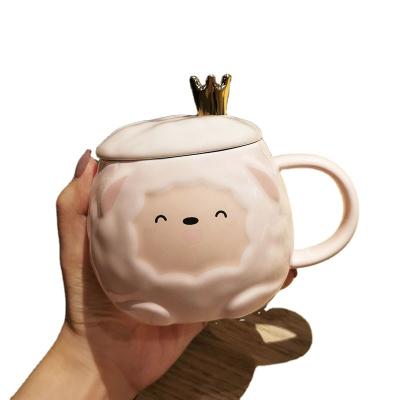 China Viable Girls Mug With Lid Spoon Niche Exquisite High End High End Gift Ceramic Mug for sale