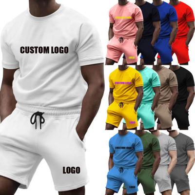 China Summer QUICK DRY Men's Clothing Short Two Piece T-shirt Adult Shorts Set For Men Clothing Sets Embroidery Custom Logo for sale