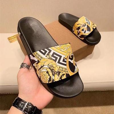 China 2023 fashion trend high quality embossed luxury slipper sandals shape PU magic sticker unisex slipper for sale