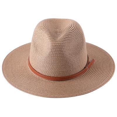 China Summer Striped Straw Hat For Women Large Panama Beach Hat Bucket Sun Hats Female UV Protection Brim Summer Hat for sale