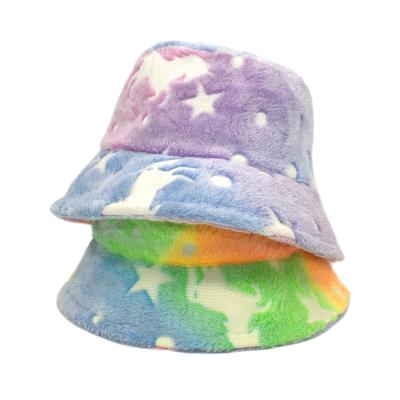 China Latest Coral Fleece Winter Warm Hat Link High Quality Elegant Women's Fluffy Comfy Bucket Hats Wholesale Casual Dye for sale