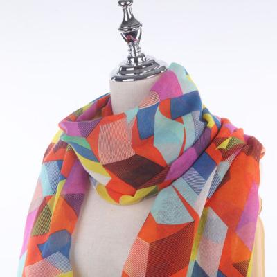 China Multi-Colored Daily Life Digital Printed Block Infinity Scarf Style Ladies Scarves Shawls for sale