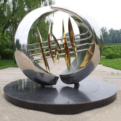 China Large China Stainless Steel Sculpture Flames Metal Crafts Square Landscape Mirror Drawing Commercial Street Park Decoration for sale