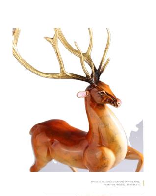 China Modern Luxury Chinese Painted Pure Copper Deer Light Living Room Porch Decoration Opens Home Wedding Housewarming Gifts New for sale