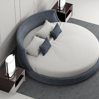 China Modern Style Furniture Bedroom Frame Bed Frame Design Luxury Round Bed Large High Quality Elegant Round Velvet for sale