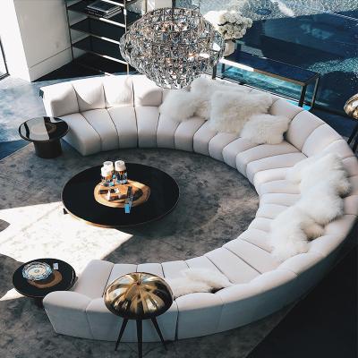 China Luxury Half Moon C Shape Modern Luxury Art Fabric Designs Living Room Furniture Curved Velvet Sofa Set White Bedroom Furniture for sale