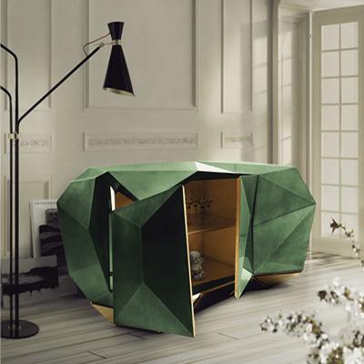 China Italian green luxury sideboard sideboard cabinet luxury diamond credenza dining room furniture storage green modern sideboards for sale