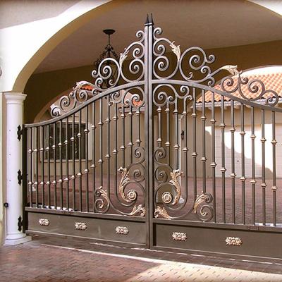 China Easily Compiled Metal Wrought Iron Double Front Entry Door Designs For House for sale