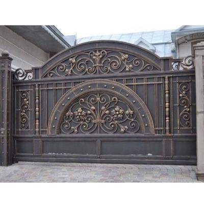 China Easily Assembled Beautiful Arch Wrought Iron Luxury Used Residential Door For Sale for sale