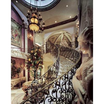 China EUROPEAN High Level Stair Railing Design Wrought Iron Stair Railing for sale