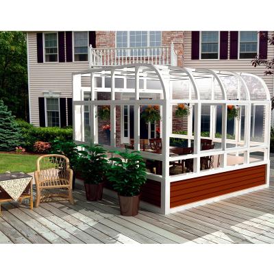 China 4 Season Energy Efficient White Sun House Outdoor Foil And Glass Lean To Sunroom for sale