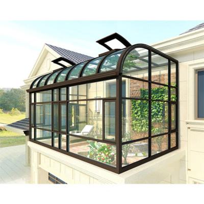 China Beautiful Glass Aluminum Sunroom Energy Efficient Curved Conservative Sunroom House for sale