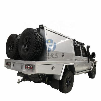 China Heavy duty and lightweight dual/single/extra cab aluminum ute tray and canopy with dog box and tool box for pickup truck for sale