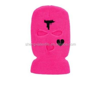 China COMMON neon knit embroidered logo balaclava three hole facemask for sale