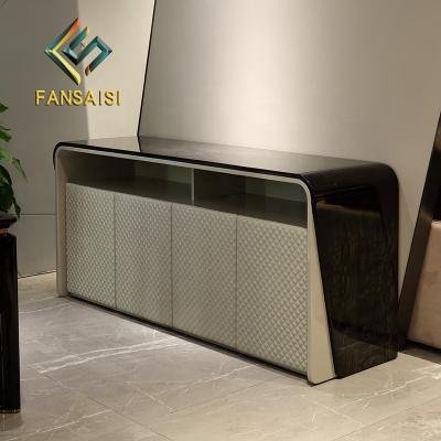 China Other Postmodern Luxury Four Door Leather Veneer Sideboard Italian Furniture Wood Frame High End Customization for sale