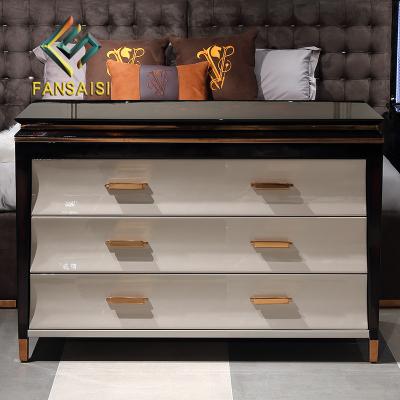 China (Size) Living Room Bedroom Three Drawers Cabinet Wood Frame Italian Furniture Adjustable Postmodern Luxury High End Customization for sale