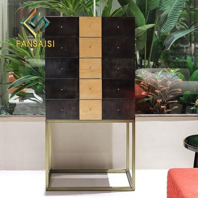 China (Size) Living room five drawer cabinet locker metal wood frame adjustable luxury high-end Italian furniture high-end customization for sale