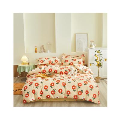 China Sustainable Hot Sale Craft Floral Print Sheet Polyester 3pcs 3pcs Bedding Set for sale