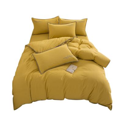 China Sustainable Wholesale Multi-size Sateen Fabric 100% Washed Cotton Bedding Set for sale