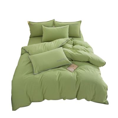 China Sustainable Natural Ply Texture 100% Washed Cotton Bedding Set With Pillowcase for sale